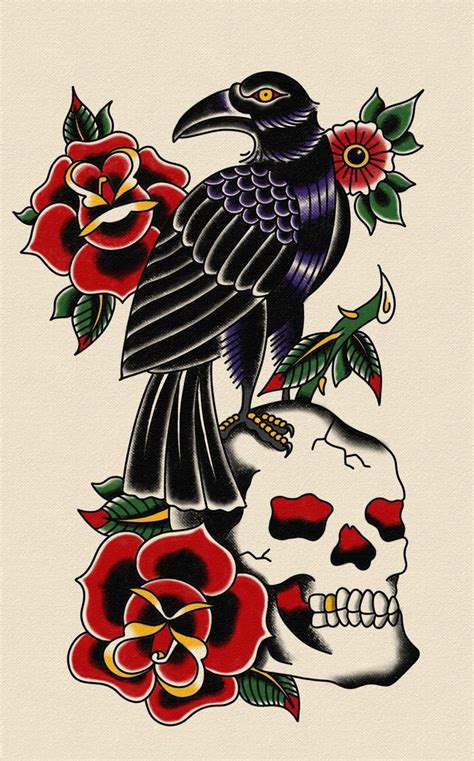 sacred raven tattoo|american traditional raven tattoo drawing.